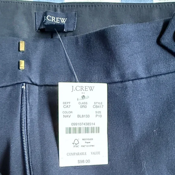 J. Crew Factory Dark Blue Trousers with Gold Accents - Picture 2 of 4
